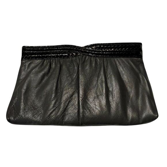 Vintage 1980s Ande Leather Clutch Shoulder Bag Gray - Picture 2 of 13